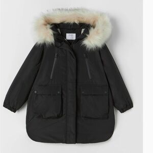 Zara Kids Black Jacket with Cream Lining, Size 7.